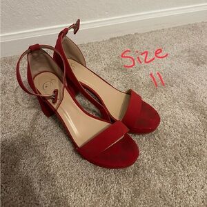 Red block heels